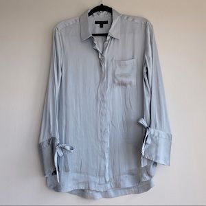 NWOT Banana Republic Silky Polyester Blouse with bow cuffs.